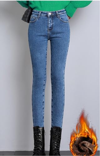 Women's Fleece Lined Jeans Skinny High Waisted Winter Thick Warm Stretch Lining Women Pants Thermal Denim Slim Jeggings3