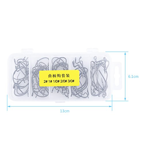 Barbless Fishing Hooks, 50PCS/Box High Carbon Steel Offset Fishing Fly Tying Hook Crank Worm Jig Fishing Accessories - Image 4