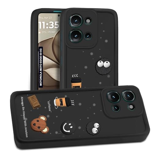 Image of AESTMO Back Case Cover for Motorola Moto Edge 50 5G Cover | Cute Fun Cartoon 3D Ball | Coffee Silicone Case | Full Body Protection | Camera Protection Back Cover for Motorola Moto Edge 50 5G (Black)