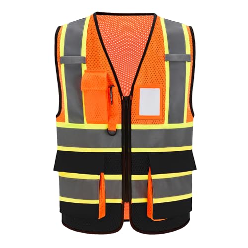 Image of A-SAFETY Mesh High Vis Vest, Reflective Construction Vest with Pockets