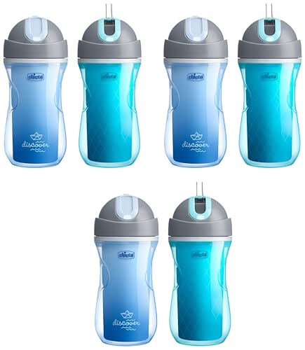 Image of Chicco Insulated Sippy Cup w / Straw, 9oz, Blue /Teal, 2pk (Pack of 3)