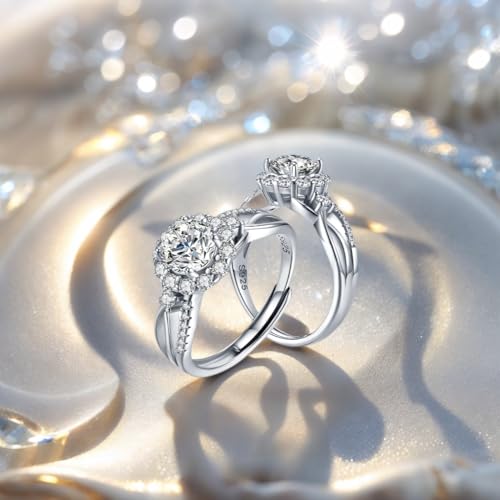 Atylyk 1 Carat G color VVS1 Moissanite Adjustable Engagement Flower Ring Wedding Promise 925 Sterling Silver Solitaire Rings for Women4
