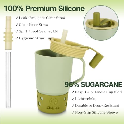 SUGARCANE Toddler Handle Leak-Resistant Sippy Cups 9 oz - 2 Pack Blue Joy - 2