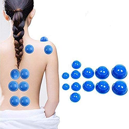 Healthcom 12 Pcs Silicone Massage Cupping Set Vacuum Cupping Acupuncture Cupping Therapy Set Professional Body Massage Cup Set Vacuum Massage Cupping for Pain Relief Muscle Relaxation,Pack of 12