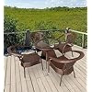 ZEROLINE D-8 Outdoor Indoor Living Room| Balcony| Garden| 4 Chair + 1 Table Furniture Set| Coffee Chair Table Set| Powder Coated| Gold