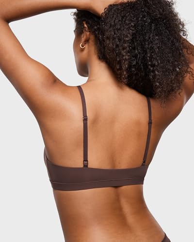 Image of INLYRIC Women's Inbarely Triangle Bralette Plunge Unlined Seamless Bra No Underwire Sexy Comfortable Everyday