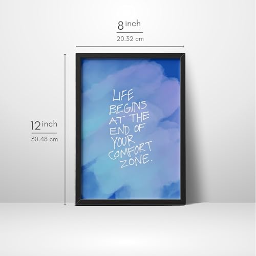 Image of Wall Framed Posters | 8x12 inch size | Motivational Quotes Posters |Motivational Photo Frame - inchLife Begins at the End of Your Comfort Zone inch - Inspirational Wall Decor for Office, Home, or Study Room