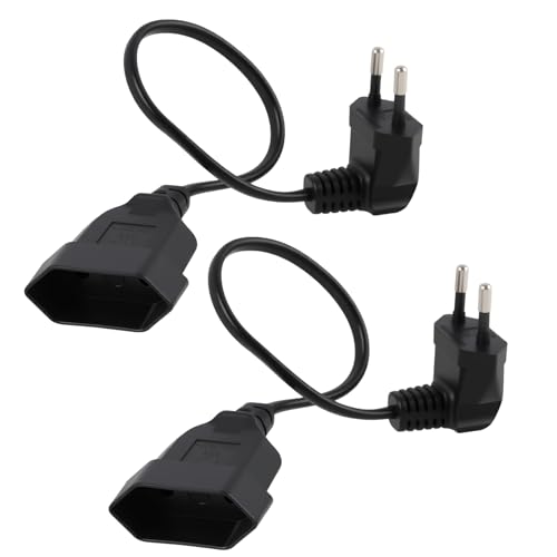 2 unidades de 0,3 m alargador de alimentación Euro 2,5 A 250 V 625 W cable de extensión euro, cable de extensión Euro corto para TV, PC, pantalla y dispositivos domésticos, uso interior