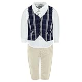  Kanz Jungen Anzug Weste + Hemd 1/1 Arm + Hose, Gr. 92, Mehrfarbig (y/d Check 0002)