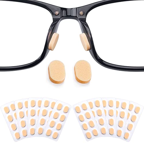 ANCIRS 100 Pairs Anti-Slip Eyeglass Nose Pads for Keeping Eyeglass from Slipping, 1.5mm Soft Adhesive Silicone Oval Nose Pads Cushion for Sunglass, Plate Frames, Spectacles