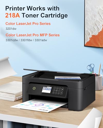 Image of E-Z Ink Pro Compatible for HP 218A Toner Cartridges 4 Pack (with Chip) 3301fdw Toner Work for HP 218A 218X 218 for Color LaserJet Pro MFP 3301fdw 3301cdw 3201dw 3301sdw 3301 Printer Ink W2180A W2180X