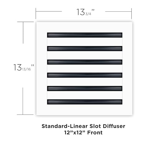 Buildmart - 12X12 Modern Ac Vent Cover - Decorative White Air Vent - Standard Linear Slot Diffuser - Register Grille For Ceiling, Walls & Floors - Texas Buildmart #TOP1