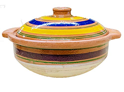 BITALY Clay Cooking Pot Handi Biryani Chicken Open Fire Gas Microwave Safe with Lid (Small (3 litres))