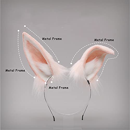 Faylay Plush Furry Bunny Headwear Artificial Rabbit Ear Headband Simulation (2-White) #TOP2