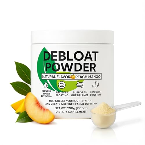 GROHESE Debloat Powder Daily Digestion & Debloating Support Gut Balance & Water Retention Relief for Men & Women Peach Mango Flavor 200g / 7.05oz