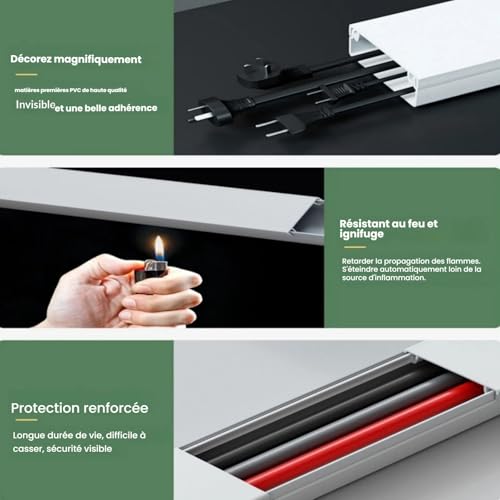 Cache-câbles réglable en aluminium avec fixation adhésive pour une protection optimale