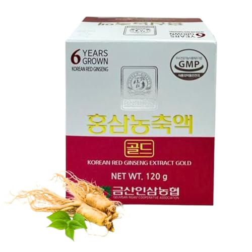 Korean Red Ginseng Extract Gold Made from 6-year-old Red Ginseng High Ginsenosides Bioavailable Sugar-Free No Preservatives/Additives | Boosts Energy Supports Immunity Relieves Stress (120 gm)