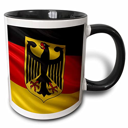 3dRose Flag of Germany with Coat of Arms Two Tone Mug, 11 oz, Black