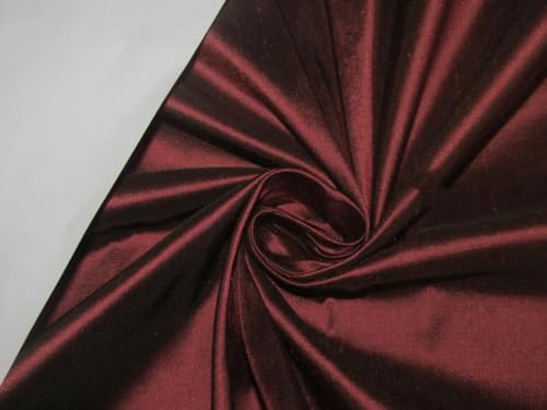 Tissu Dupion 100 % pure soie rouge brique de 137 cm de large au mètre
