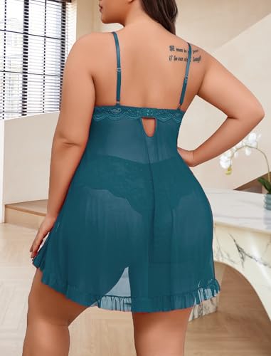 Image of Avidlove Plus Size Lingerie for Women Sexy Lingerie Dress Lace Babydoll Lingerie V-Neck Open Front Strap Nightdress