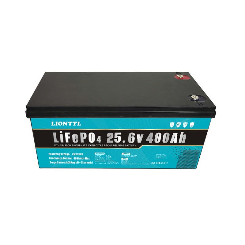 Lifepo4 batteria 24V(25.6V) 400AH batteria al litio ferro fosfato, 5000 cicli di vita, built-in BMS, batteria al litio per sistemi di accumulo di energia, impianti fotovoltaici e campeggio all'aperto.
