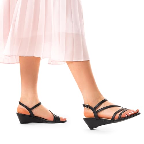 Image of DREAM PAIRS Strappy Wrapped Dressy Wedge Sandals, Comfortable Ankle Strap Open Toe Evening Dress Wedding Dance Summer Shoes