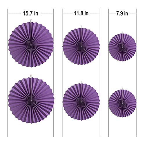 Image of MOWO Blue and Purple Paper Fans Wall Decoration, 12pc | Background Ceiling Hanging Decoration, For Birthday Baby Shower Graduation, Ocean Sea Theme Party Decoration
