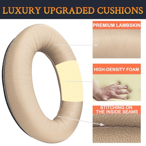Almohadillas de piel para auriculares Bose, repuesto compatible con modelos QuietComfort 15, QC25, QC2, QC35, Ae2, Ae2i, Ae2w, SoundTrue y SoundLink en beige brillante miniatura 5