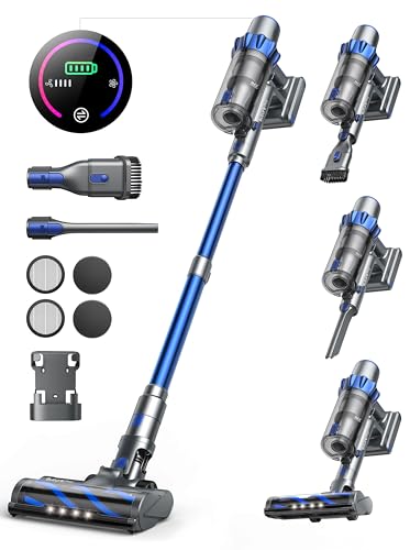 Buture Pro Aspiradora Sin Cable Potente, 33KPA/450W Escoba Modo Automático Inteligente, Pantalla Táctil, 55 Min Batería Extraíble,1,5L Aspirador Suelo/Alfombra/Mascota