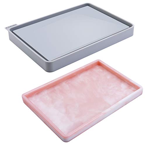Rolling Tray Mold for Resin Silicone Tray Mold with Sides, Large Rolling Tray Resin Mold for Epoxy Resin, Resin Serving Board Mold with Edge for Resin Casting Shiny Surface & Durable 10.43x7.4x0.98 in