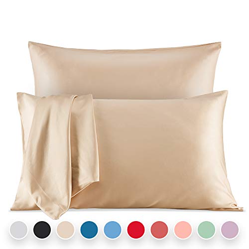 SLEEP ZONE Satin Pillowcases Temperature Regulation Set of 2 for Hair and Skin