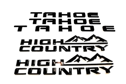 Image of Door Rear Tailgate Badge Nameplate 3D Emblem Replacement for 2021+ Tahoe High Country 5pcs (Gloss Black)