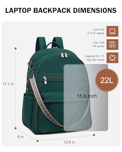 Image of FADEON 15.6 Inch Laptop Backpack Purse for Women, Large Capacity | Vegan Leather Backpack with Padded Straps, Laptop & iPad Slots Fits 13 inch, 14 inch & 15.6 inch, Roomy for Daily, Work & Travel