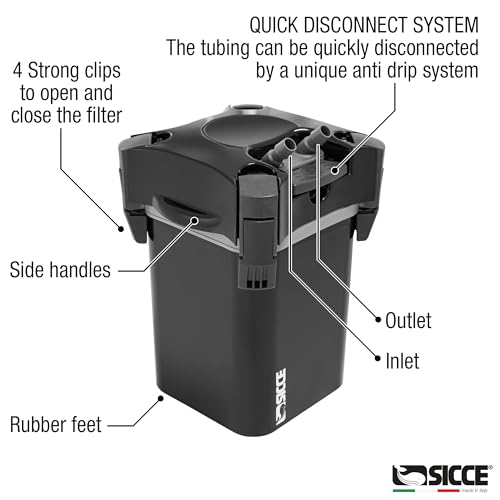 Image of SICCE Whale 120 Aquarium Canister Filter 140 GPH | Ultra-Quiet External Aquarium Multi-Stage Filtration Filter for Both Freshwater and Saltwater Fish Tanks & Aquariums | Self Priming Quick Disconnect