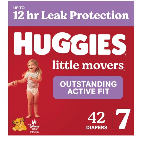 Image of Huggies Size 7 Diapers, Little Movers Baby Diapers, Size 7 (41+ lbs), 42 Count, Packaging May Vary