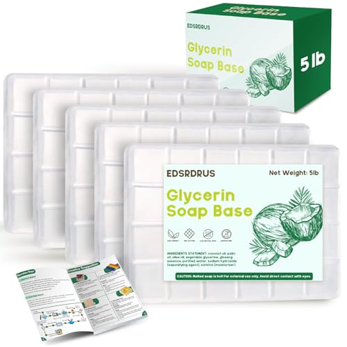 5lb Glycerin Soap Base - Unscented Melt and Pour Soap Base for DIY Crafting Easy to Cut Vegan and Cruelty-Free Moisturizing and Gentle on Skin for Soap Making Supplies (Transparent 5 Pound)
