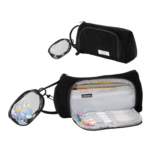 WRENYZK muñeca de Resorte Chica, muñeca de Gran Capacidad, Gran Caja de lápiz Adolescente con Mini Bolso Regalo de la Oficina de la Escuela Secundaria, Schwarz