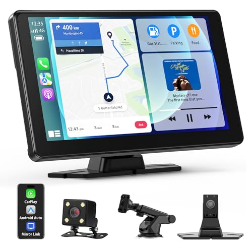 Chamequinho ディスプレイオーディオ 9インチ ポータブル カーオーディオ バックカメラ付き オーディオ一体型 CarPlay/Android Auto対応 アンドロイドナビ Bluetooth接続 内蔵スピーカー/FMトランスミッター/AUX接続対応 日本語説明書付きの画像