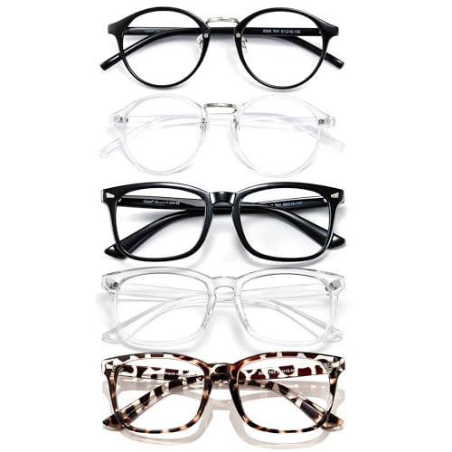 Image of Cyxus 5 Pack Blue Light Glasses Men Women Reduce Eye Strain UV Blocking for Computer Screen(405B002 Black*2+Clear*2+Leopard)