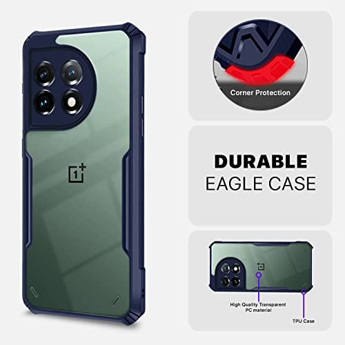 Image of Pikkme OnePlus 11 5G Back Cover | Crystal Clear Transparent Back | Ultra Hybrid | Full Camera Protection | Raised Edge | Bumper Back Case (Blue)