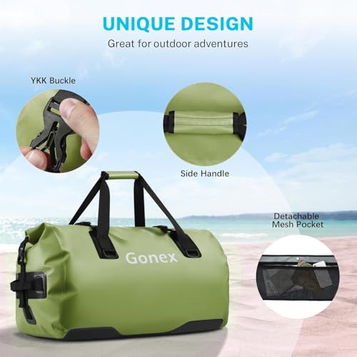 Gonex 40L Extra Large Waterproof Duffle Travel Dry Duffel Bag Heavy Duty Bag with Durable Straps & Handles for Kayaking Paddleboarding Boating Rafting Fishing Army Green by Gonex - Image 4