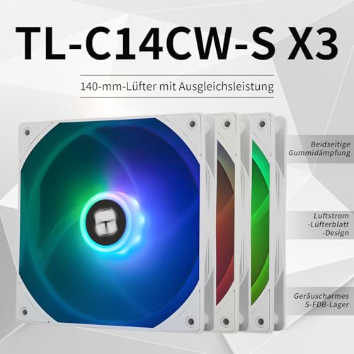 Thermalright TL-C14CW-S X3 wentylator procesora o dużej prędkości 1500 obr./min, cichy wentylator PWM, 14 cm, do obudowy