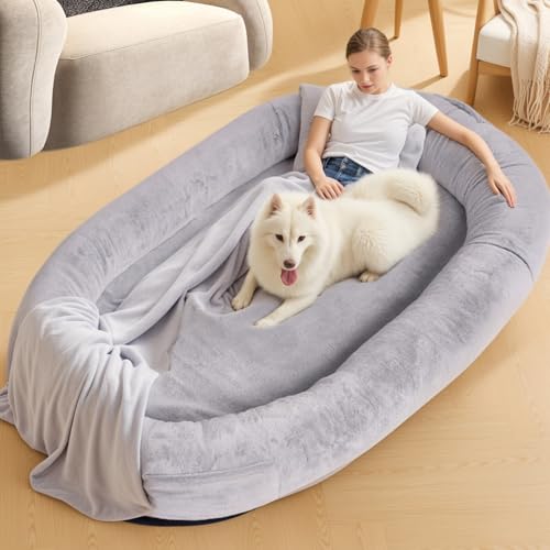 NESTROAD Human Dog Bed for Adults & Pets 71x45x15 Grey