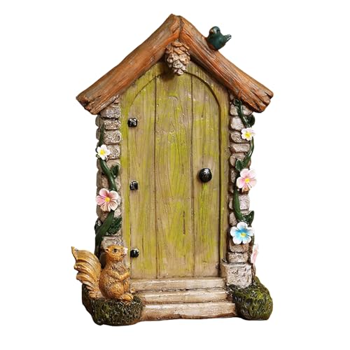 Fairy Door for Trees Outdoor - Garden Accessories, Miniature Decor, Magic Enchanted Tree Stump Resin Wall Hanging Gifts