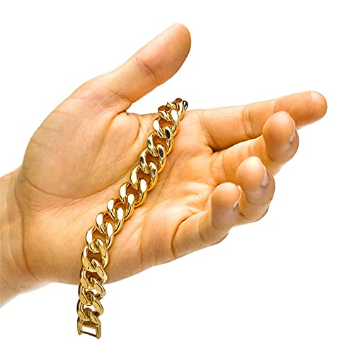 LIFETIME JEWELRY 15mm Miami Curb Cuban Link Chain Bracelet 24k Real Gold Plated4