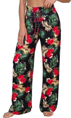 Image of Women Pajama Pants Comfy Lounge Wide Leg Casual Stretch Palazzo Drawstring Pj Bottoms Pants S-3XL