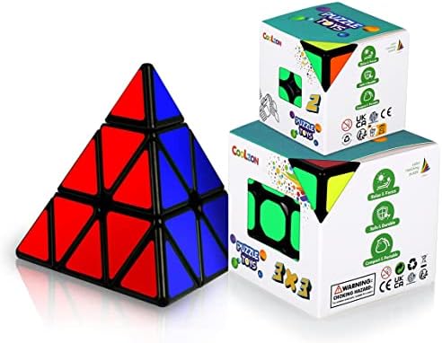 Coolzon Magic Cube Set, 3 Pack Speed Magic Cubes Pyraminx Pyramid Cube + 2x2 + 3x3 Magic Puzzle Cubes 3d Puzzle Toy Kit for Boys Girls Kids Adults