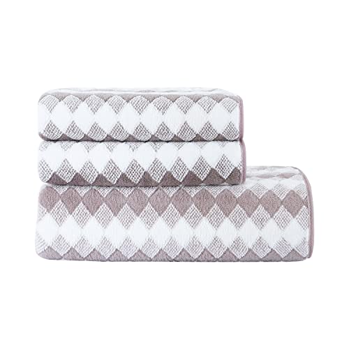 Image of Spread Spain Microfiber Towels for Bath Set of 3 (1 Bath + 2 Hand), 360 GSM, Coral Large Bath Towels, Extra Soft Plush & High Absorbent, Bath Towel for Men and Women - Orchid