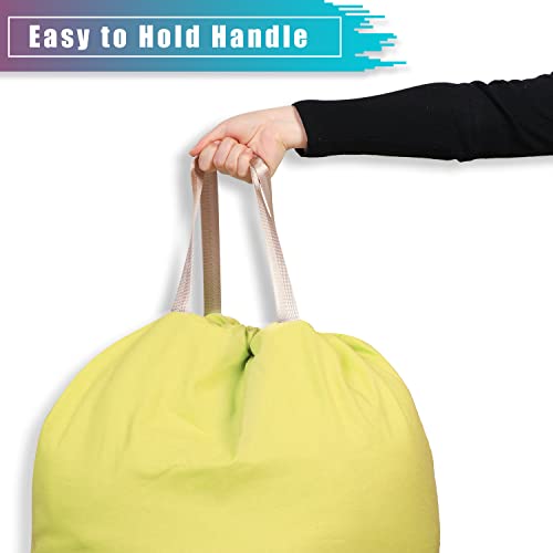 Lolomlo Extra Large Canvas Laundry Bags With Handles & Drawstring Closure, Heavy Duty Tears Resistant Clothes Storage Travel Bags, Machine Washable Multi Use Laundry Bag Liner For Laundry Hamper - 25.5" X 34" - Light Yellow #TOP2