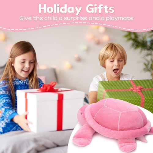 Image of MorisMos Pink Giant Turtle Stuffed Animal 33 inch, Large Stuffed Sea Turtle Plush Toy, Big Soft Turtle Pillow for Girls Women Kids Children Birthday Chrismas